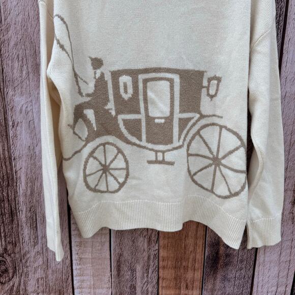 Coach Sweater Turtleneck Horse and Carriage Wool Cashmere Blend Medium Cream - Picture 6 of 10